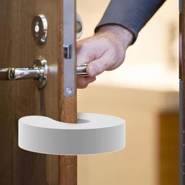 Imagem de Pacote com 6 batentes de porta de espuma macia para segurança - evita batidas altas e protege os dedos de beliscar, fácil instalação de descascar e colar, branco