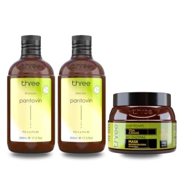 Imagem de Shampoo e Máscara 500g Three Therapy Com Mask Teia Caviar Home Care Reconstrução Capilar Profissional Para Cabelos Danificados Brilho Força Hidratação Nutrição Reparação