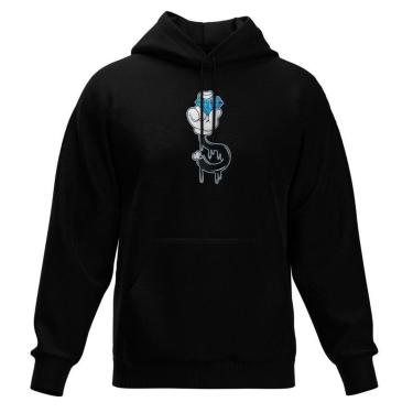 Imagem de Moletom Fechado Com Capuz Blusa de Frio Preta Estampas Variadas-Masculino