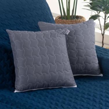 Imagem de Kit com 2 Capas de Almofada Hipercal 400 Fios 45cm x 45cm Matelado Dupla Face Shield Marinho e Cinza