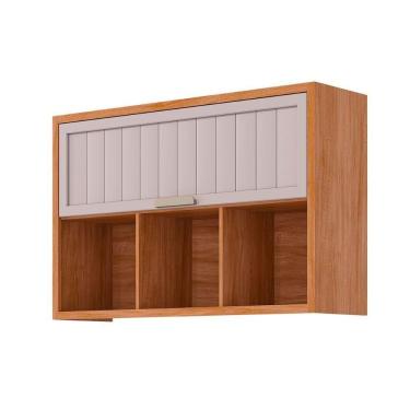 Imagem de Módulo Cozinha Mgm Eloise Armário C- 1 Porta Basculante Riscada E 3 Nichos 120 Cm Cinamomo-off White-mgm