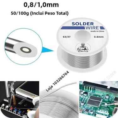 Imagem de Fio De Solda De Estanho De Alta Pureza 0.8mm 1.0mm 50g 100g Com Núcleo