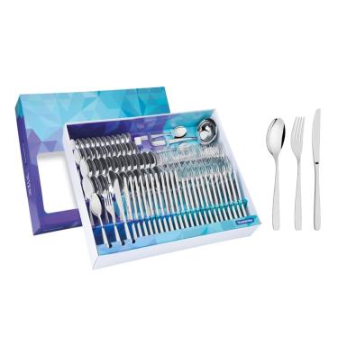 Imagem de Faqueiro Tramontina Cosmos em Aço Inox com Facas de Mesa 101 Peças