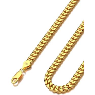 Imagem de Waitsoul Corrente cubana de prata esterlina 925 com fecho lagosta 7/8/10 mm prata/ouro em elos cubanos para homens e mulheres corte de diamante 40,6 cm - 76,2 cm, 30, Prata esterlina, Sem Pedra