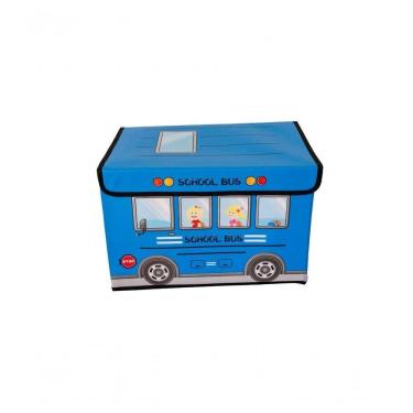 Imagem de Caixa Organizadora Infantil Tampa Brinquedoteca Armazenament Cor:azulonibus