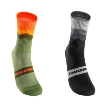 Imagem de Meias De Ciclismo Unissex Respiráveis De Compressão 2 Pares Profission