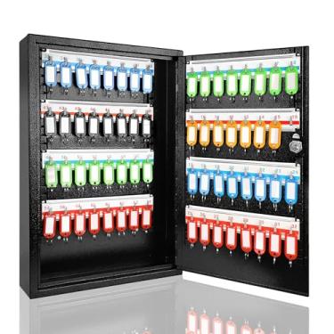 Imagem de ORIENTOOLS Caixa de chave de aço para chaveiro, suporte de parede, porta-chaves com etiquetas, organizador de chaves ideal para casa, hotéis, manobristas e armazenamento de chaves de escritório (64