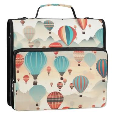 Imagem de Wassud Balões coloridos com zíper 3 anéis com alça de ombro e alça vários bolsos expansíveis organizador de pasta de arquivo