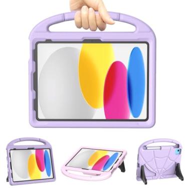 Imagem de Lainergie Capa infantil para iPad 11ª/10ª geração 2025/2022, iPad 10,9 10ª geração, leve, à prova de choque, compatível com alça e suporte para iPad de 10,9 polegadas 10ª geração 2022, roxo claro