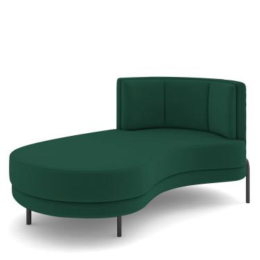 Imagem de Sofá Chaise Longue Sala de Estar Living Lucca Esquerdo D02 Veludo Verde C-303 - Lyam Decor