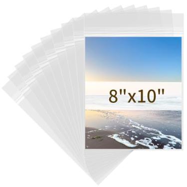 Imagem de Svaldo Pacote com 50 capas para fotos, 20 x 25 cm, sem ácido, 1,57 mm (lado único), sacos plásticos transparentes, espessos, resistentes, capas autoadesivas de plástico transparente para cartolina de