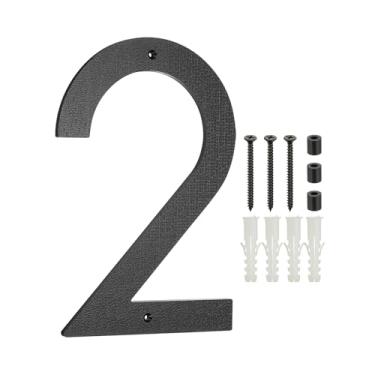Imagem de PATIKIL Números de casa de 30 cm para uso externo, número 2 com textura de plástico ABS, número flutuante, número de casa, caixa de correio, números de porta com kit de unhas para rua residencial