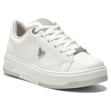 Imagem de Tênis Via Marte Feminino Camurça Detalhe Brilho 126-017-09, Branco mil