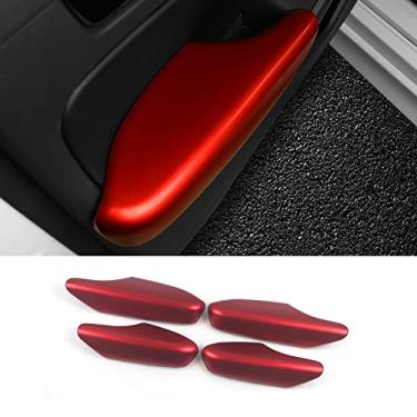 Imagem de KELEIMAI Acessórios de carro aptos para Honda Civic 11ª geração 2022 2023 2024 2025 maçaneta lateral interna guarnição da tampa do painel do apoio de braço (vermelho) ABS 4 peças