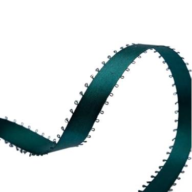 Imagem de YADIRF 1 rolo de fita de cetim dupla face borda picot arte e costura para artesanato, embrulho de presente, lembrancinha de festa, chá de bebê (verde escuro)