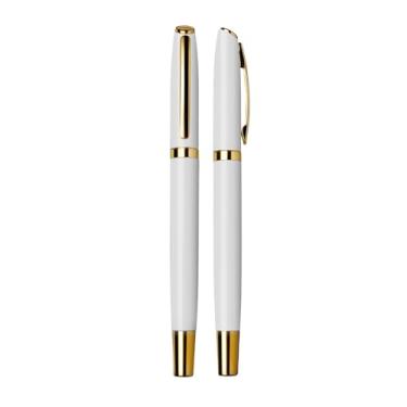 Imagem de Kit 5 Canetas Roller em Metal com Tampa | Escrita Azul | Design Profissional | Corpo Resistente | Uso Corporativo e Escritório