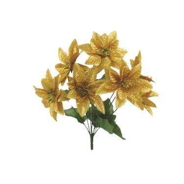 Imagem de Buquê Natalino Bico De Papagaio Dourado Prime 30cm 7 Flores - Magizi