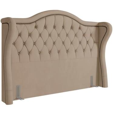 Imagem de Cabeceira Cama Box Casal 140 cm P05 Lisboa Veludo Bege - Lyam Decor