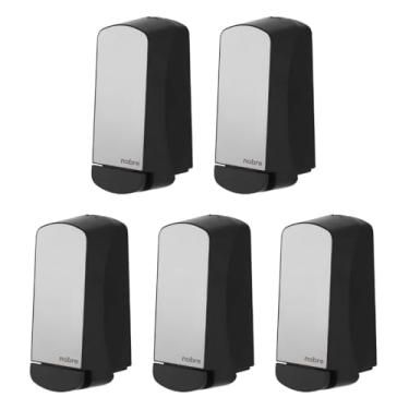 Imagem de Kit com 5 Dispenser para Sabonete Espuma 800ml com Reservatório - Preto com Inox Escovado
