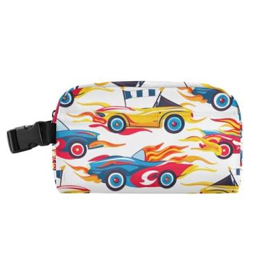 Imagem de TSENQUE Lancheira personalizada com estampa de chamas de carros de corrida para trabalho, mulheres, meninas, lancheira térmica para escola, crianças, estampa animal, lancheira portátil para crianças