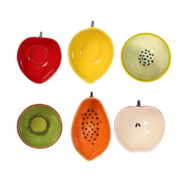 Imagem de Jogo De 6 Bowls Tigela Formato Aparencia De Fruta Mesa Posta Melancia Limão Mamão Maça Morango Kiwi (Frutas 2)