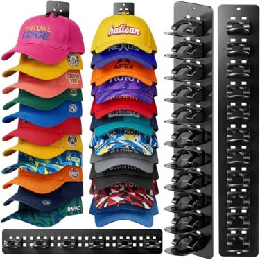 Imagem de Pacote com 2 organizadores de chapéus para bonés de beisebol, suporte destacável para chapéus de parede, comporta até 22 chapéus, organizador de bonés de beisebol, cabides para parede, armário, porta
