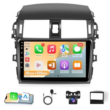 Imagem de Leadfan Estéreo automotivo para Toyota Corolla 2009 2010 2011 2012 2013, tela sensível ao toque de 9 polegadas para carro Corolla com câmera de backup Carplay Android Auto Bluetooth GPS (modelo C: com