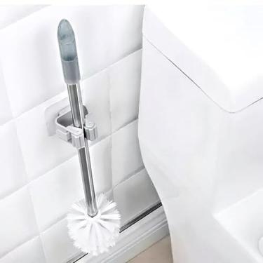 Imagem de 1 suporte de vassoura de parede sem ganchos de armazenamento para esfregão - 12 cm C x 6 cm L, azul