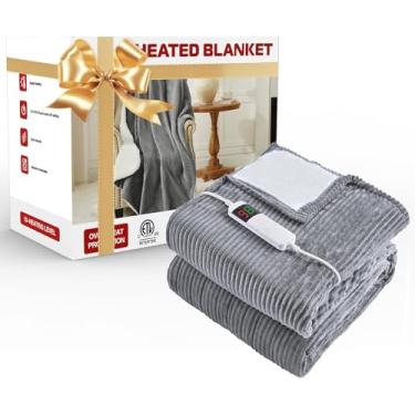 Imagem de Kosydown Basic Cobertor Elétrico Aquecido Tamanho Duplo 62" X 84" Cobertor De Aquecimento Macio Quente Grosso Cobertor De Cama Para Inverno Frio Temporizador De 5 Posições E 10 Configurações De Aque