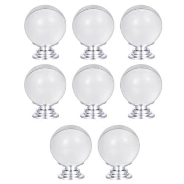 Imagem de BE-TOOL Conjunto de 8 puxadores de gaveta de cristal, puxadores redondos de bola para armários, cômoda de armário, gavetas, móveis de cozinha ou quarto infantil - translúcido