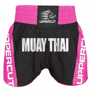 Imagem de Calção Short Muay Thai Premium Br - Preto/Rosa- Uppercut-Feminino