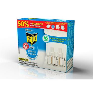 Imagem de Inseticida Refil Elétrico Antimosquitos Raid 2x32,9ml 45 Noites Sem Cheiro