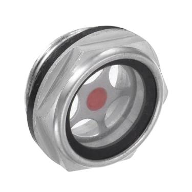 Imagem de CoCud Vidro de visão de óleo para compressor de ar, | M27 x 1,5 mm macho | Janela de vidro indicador de nível de líquido de óleo de cabeça hexagonal de alumínio - (Aplicações: para acessórios de caixa