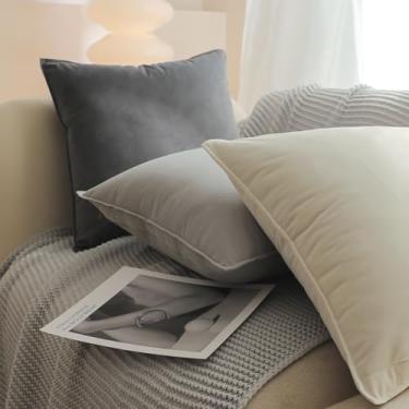 Imagem de Capas de almofada decorativas de veludo cinza escuro de 45,7 cm x 45,7 cm, capa de almofada quadrada de solo macio para sala de estar, sofá cama, pacote com 1