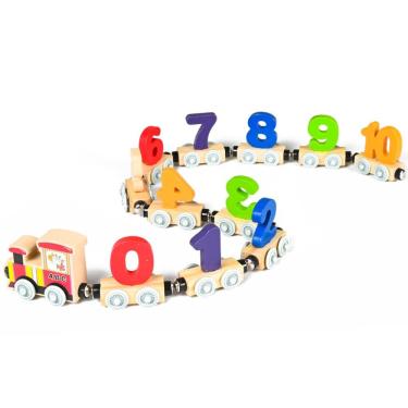 Imagem de Puzzle educacional de madeira Magnetic Number Train Toy