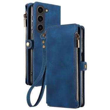 Imagem de Capa com alça de pulso para Samsung Galaxy S25/S25 Plus/S25 Ultra, carteira de couro de grande capacidade com bloqueio de RFID, capa fosca