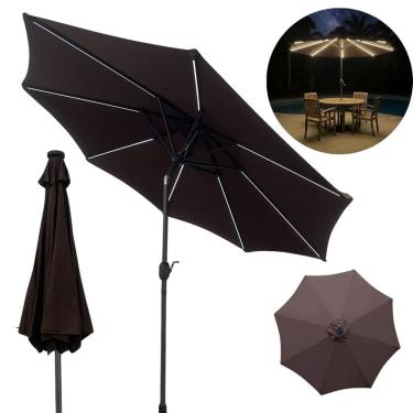 Imagem de Ombrelone Base Central Redondo 2,7m Alumínio com Led 8 Varetas Piscina Terracota Importway Iwobcl