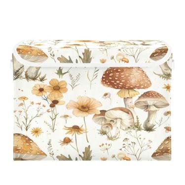 Imagem de xigua Caixa de armazenamento de armário de plantas e cogumelos com tampas e alças, organizador de cestas de armazenamento de tecido dobrável, caixas de armazenamento de cubos grandes para roupas