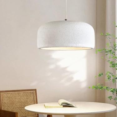 Imagem de Luminária pendente branca E27, estilo Wabi-sabi criativo, moderna, para mesa de jantar, lustre com altura ajustável, iluminação interna para sala de jantar, quarto, sala de estar, cozinha e