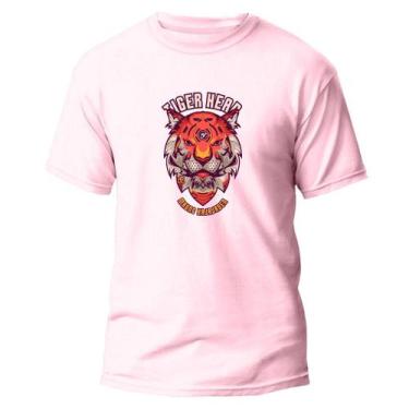 Imagem de  Camiseta Basica Algodão Premium Estampa Digital Tigre  - Pavesi, Rosa