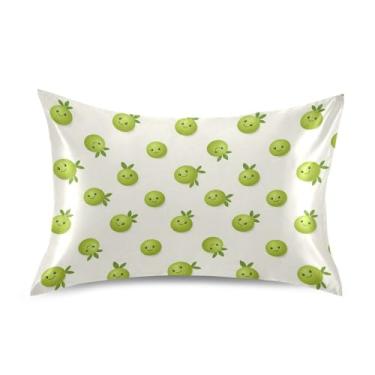 Imagem de Wassud Fronha de cetim de frutas verdes para cabelo e pele fronhas de seda lisa tamanho padrão capas de travesseiro respiráveis com fecho de envelope