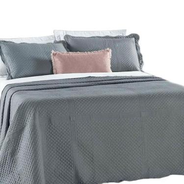 Imagem de Kit Cobre Leito Colcha Clean Solteiro Dupla face - Cinza - 100% Poliés