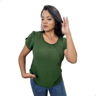 Imagem de Blusa Feminina Manga Princesa Tulipa Crepe Duna Nova Aurora, Verde mil