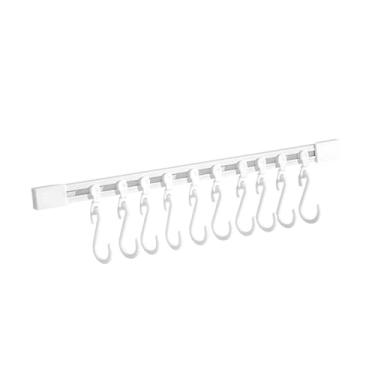 Imagem de O trilho deslizante de dopamina sem furos é um gancho universal para armazenamento de cozinha e prateleiras domésticas (branco)