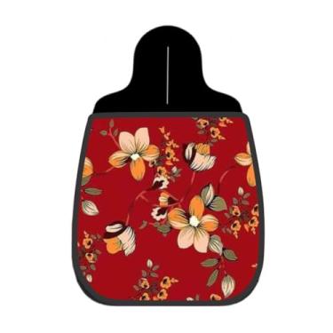 Imagem de Lixeira De Carro Organizador Lixinhocar Floral Laranja Fundo Vermelho