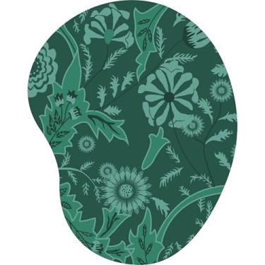 Imagem de Mouse Pad Ergonômico Gota Floral Damasco Fundo Verde Escuro