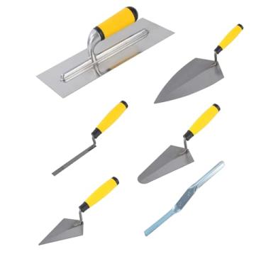 Imagem de Conjunto de ferramentas manuais de alvenaria de 6 peças, conjunto de ferramentas de concreto – Design ergonômico para trabalhos de tijolo, argamassa e concreto (conjunto de ferramentas manuais de