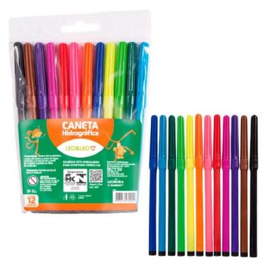 Imagem de Canetinha Hidrográfica 12 Cores Estojo Leo e Leo - Oba Oba