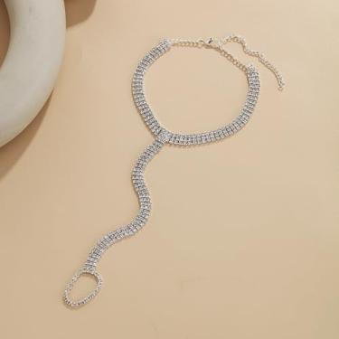 Imagem de Pulseiras de tornozelo boho, banhado a prata, corrente de strass, anel de dedo do pé tornozeleira corrente para pés joias de casamento de praia para mulheres