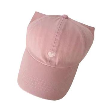 Imagem de Boné de beisebol bordado de amor fofo para meninas, elegante e versáti